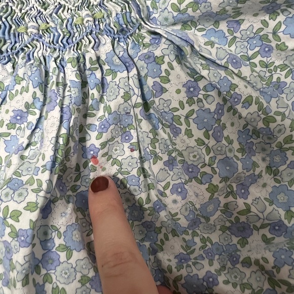 Blue Floral Smocked Dress - Picture 4 of 4